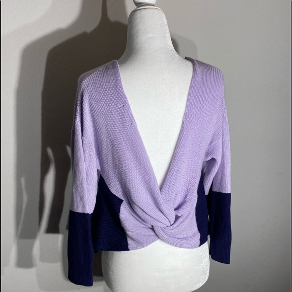 navy and purple knit sweater - Picture 4 of 5